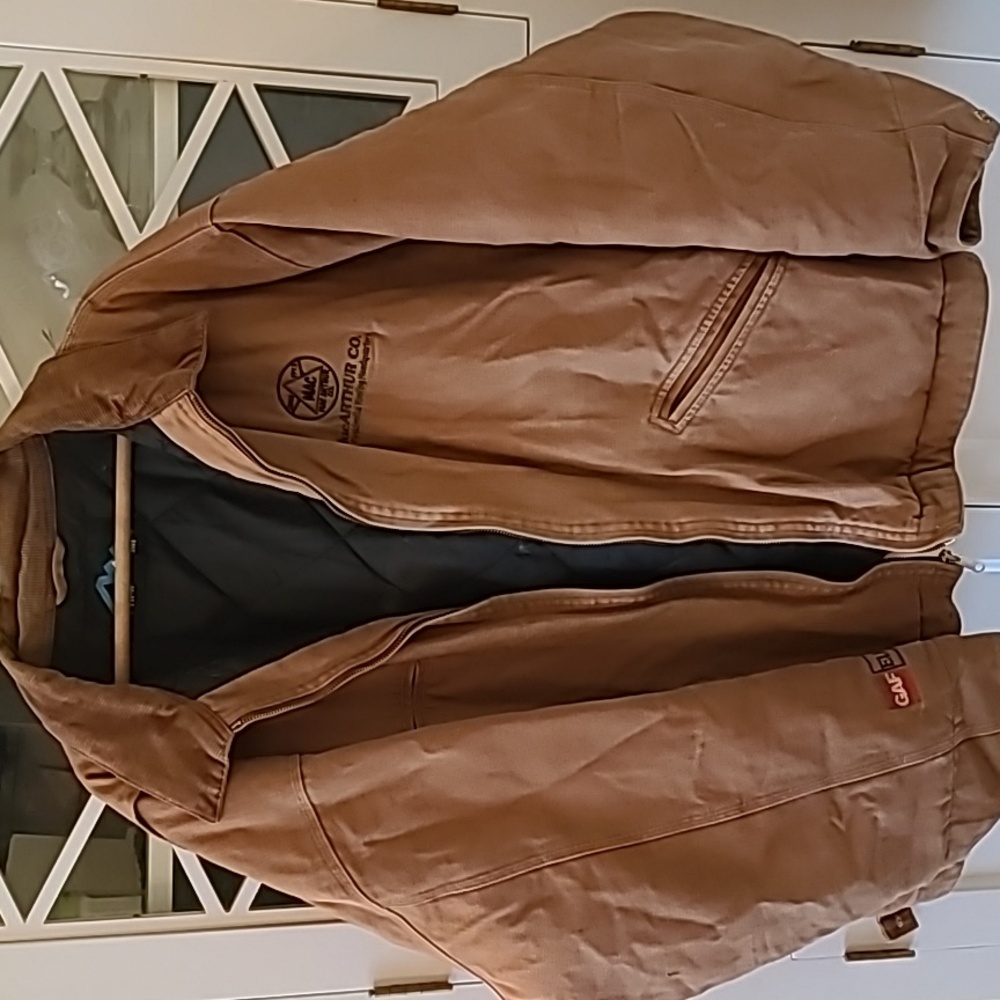 Brown Work Jacket with Ribbed Collar